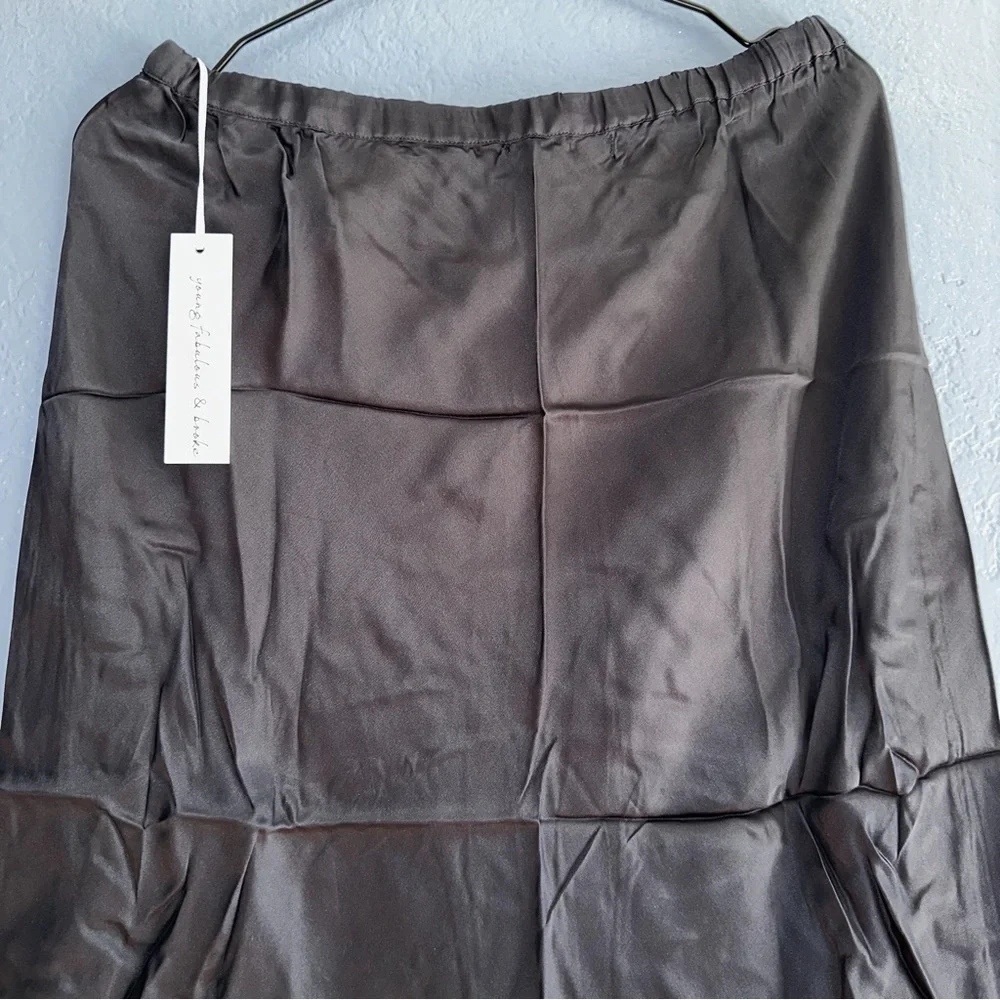 Young Fabulous & Broke Black Satin Slip Skirt Size Medium